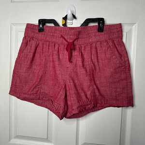 BCG Large Red Linen Blend Shorts Drawstring Elastic Waist Casual